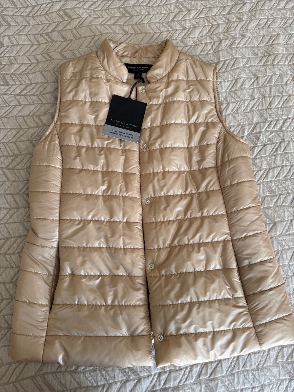 Marc New York Beige Quilted Packable Puffer Vest